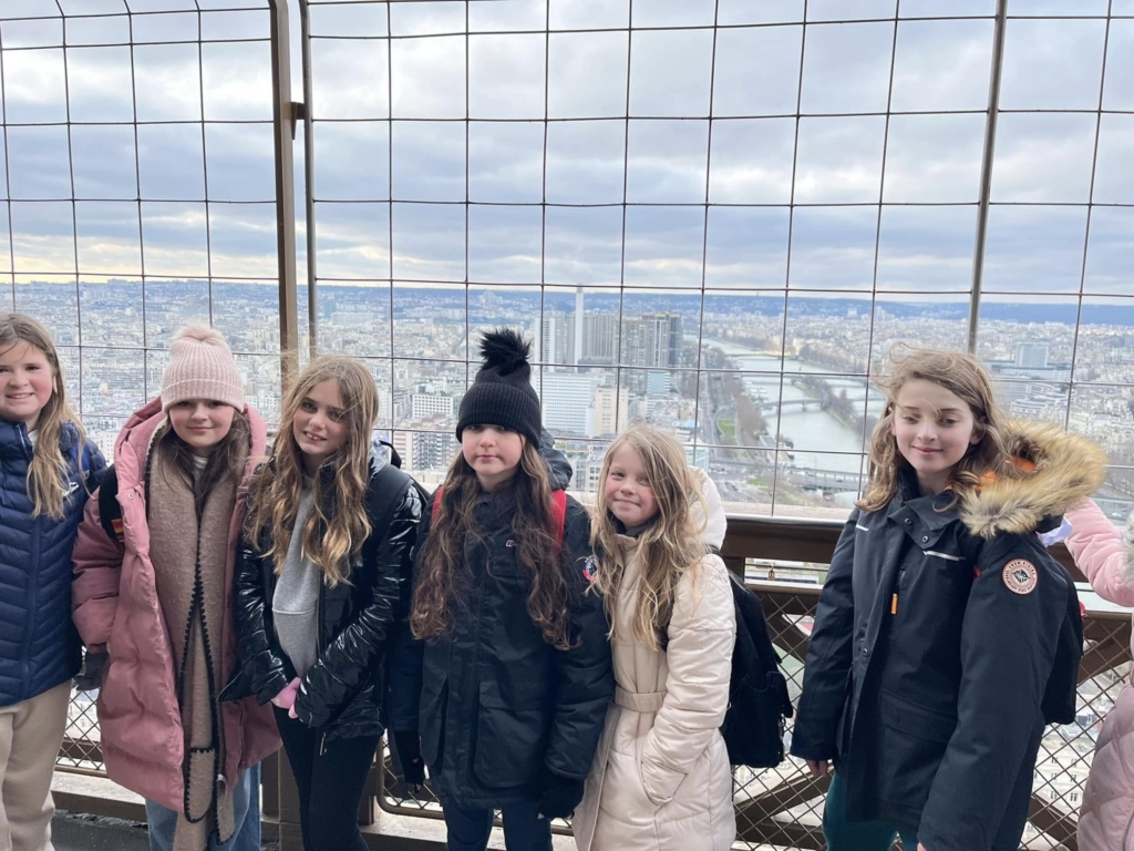 Marine Academy Primary Pupils stood at the top of the Eiffel Tower