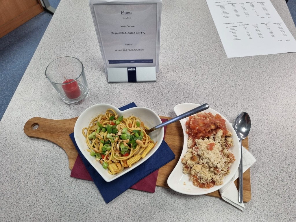 Food laid out ready to serve at the Rotary Young Chef Challenge, rice and curry