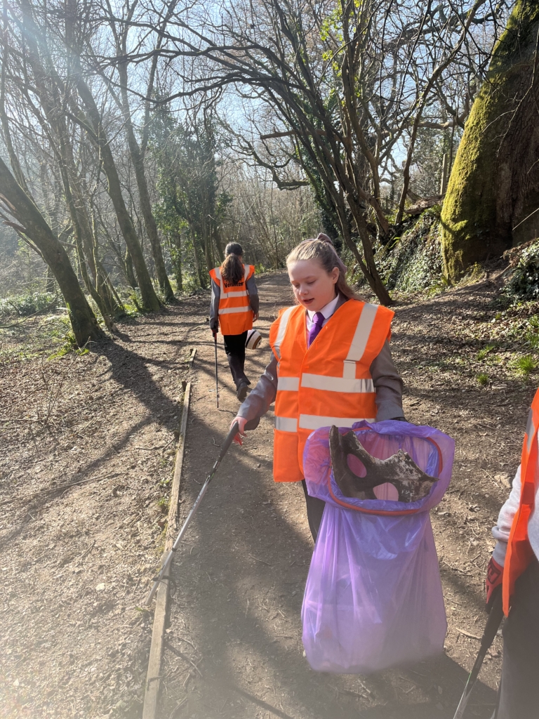 All Saints Academy Plymouth students from the Mindfulness Club, recently taking part in a community litter pick