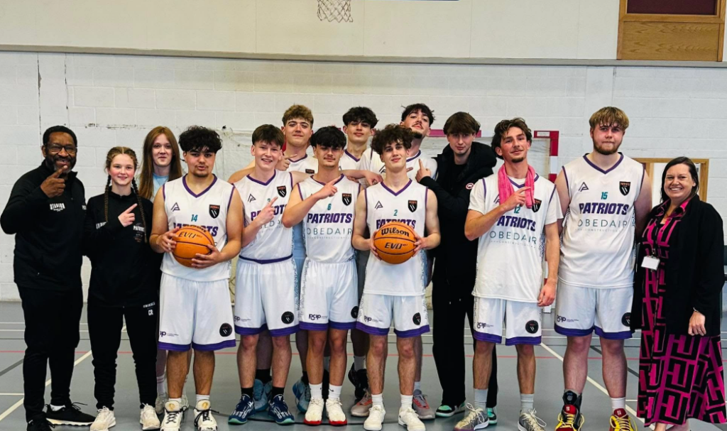 Basketball team posing for team photo