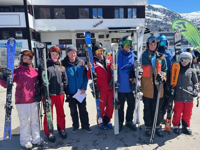 Exmouth Students stood with their ski gear.