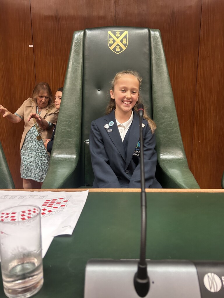 Pupils from Marine Academy Primary at the Council Chambers 

