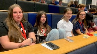 Honiton students sat in lecture room at Discovery Day hosted by Exeter Uni