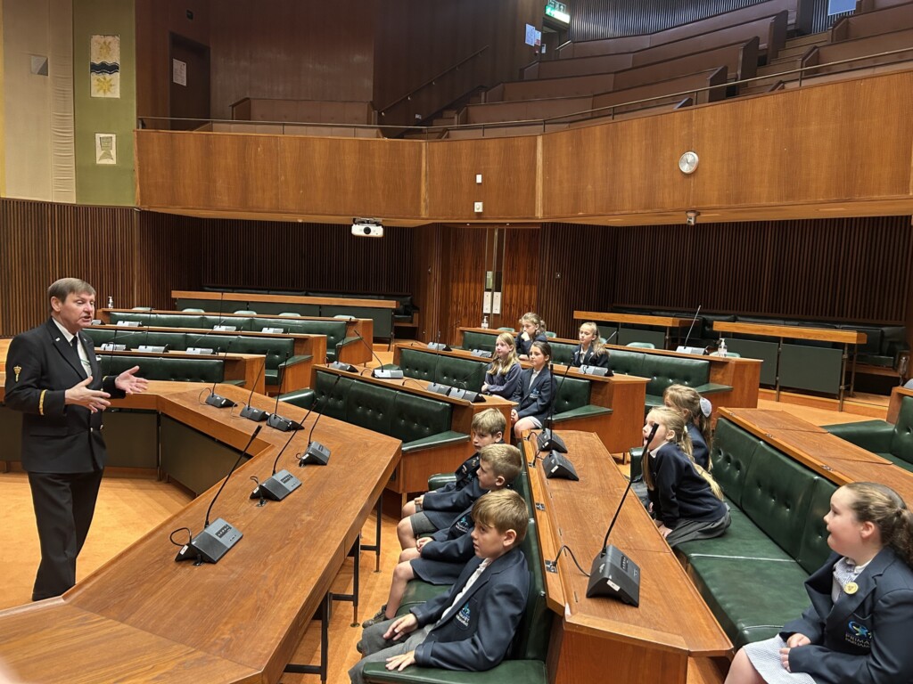 Pupils from Marine Academy Primary at the Council Chambers 