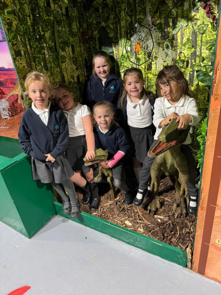 Pupils from Marine Academy Primary make friends with some baby dinosaurs