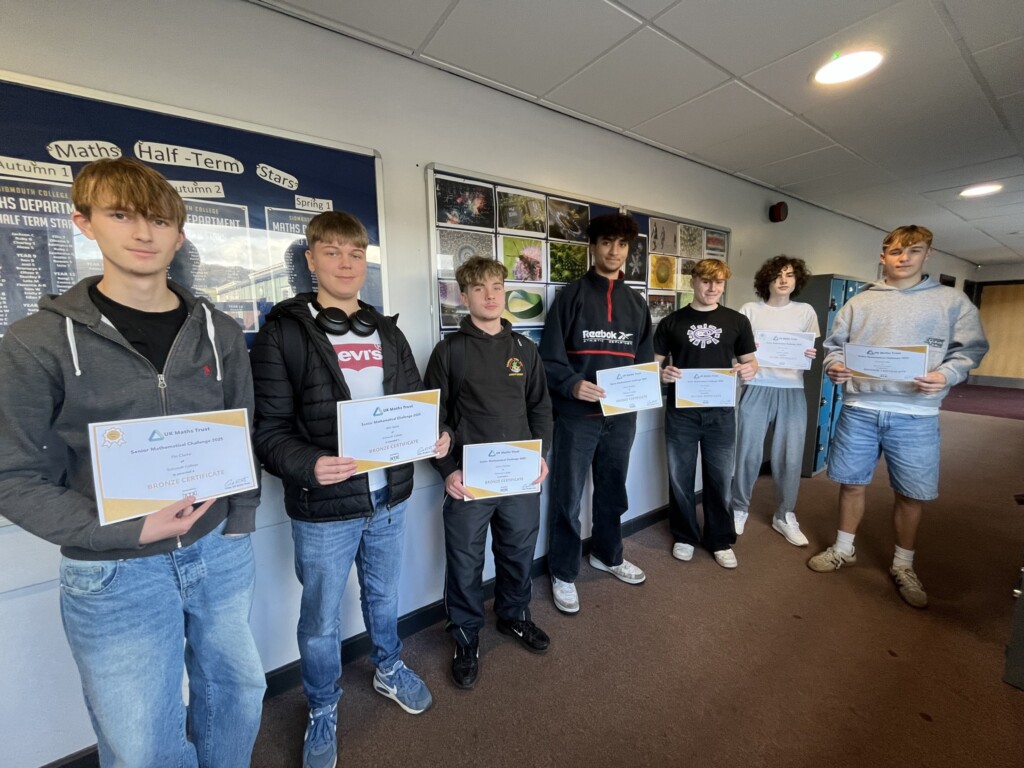 Sidmouth sixth formers with their ukmt maths certificates