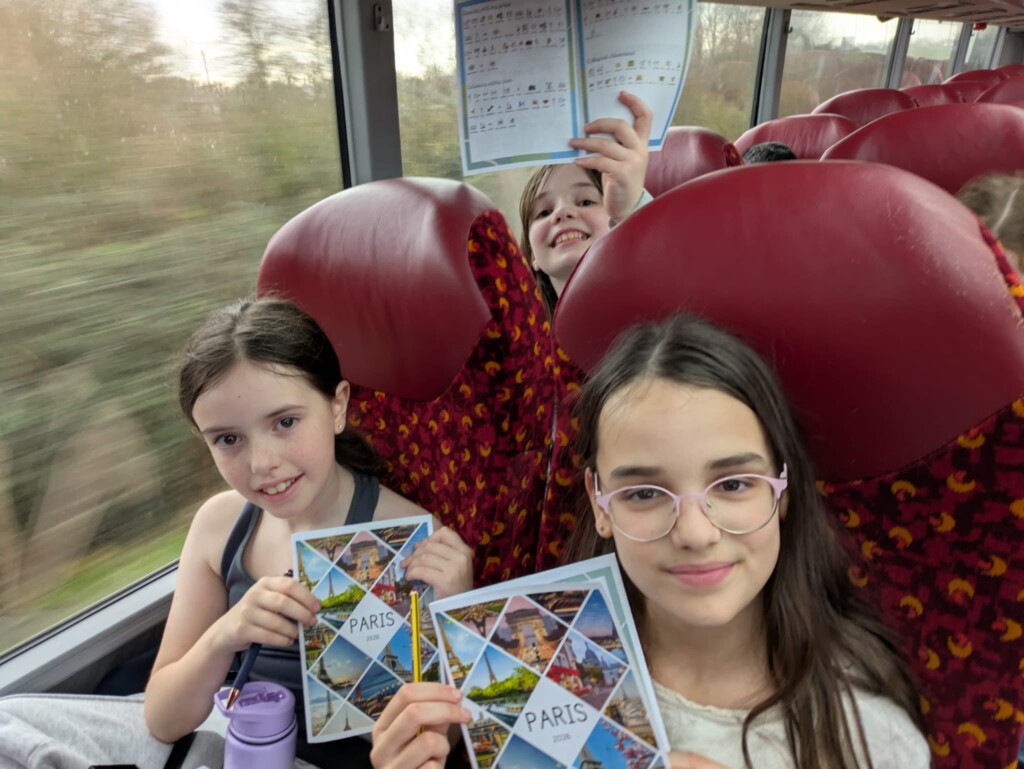 Exwicdk Heights pupils with their Paris book