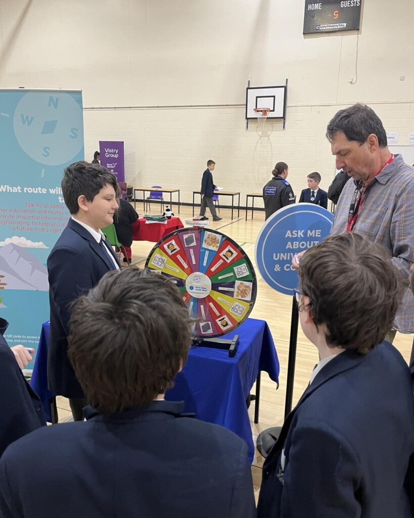 isca students at stand at careers fair