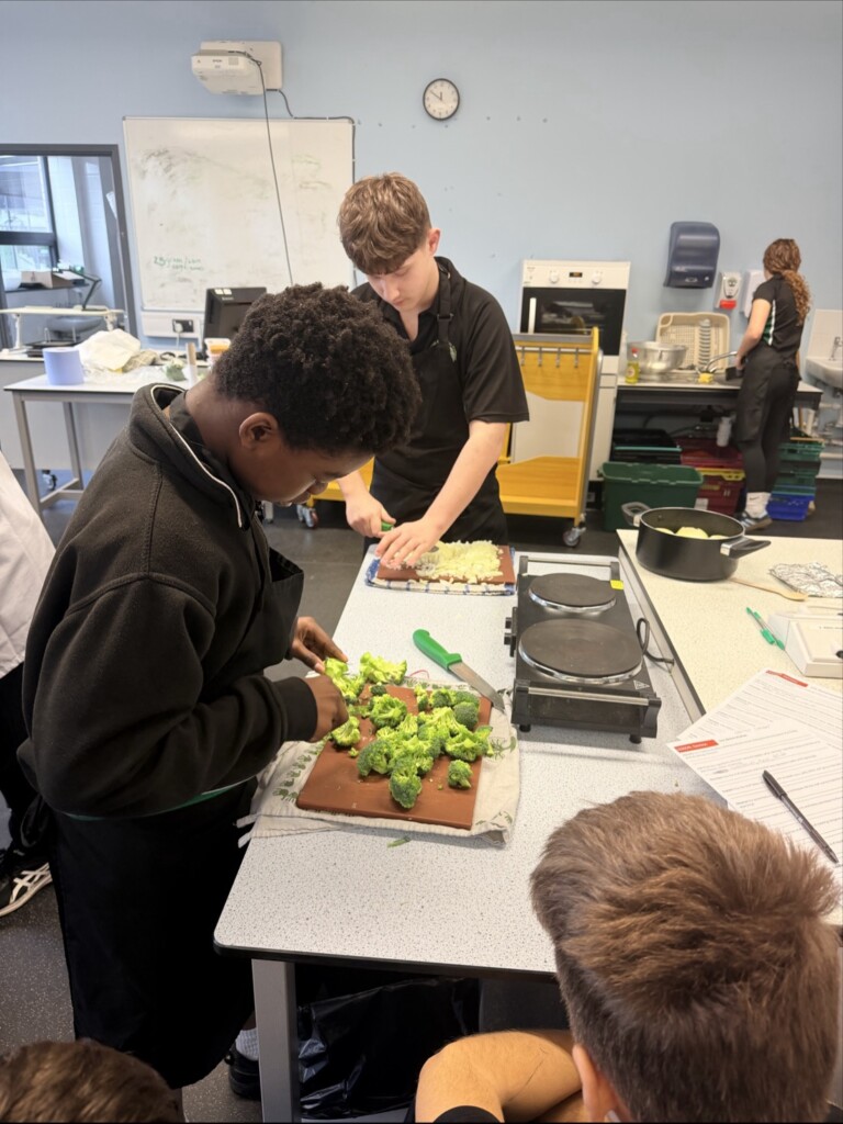 Cranbrook students prepping the veg