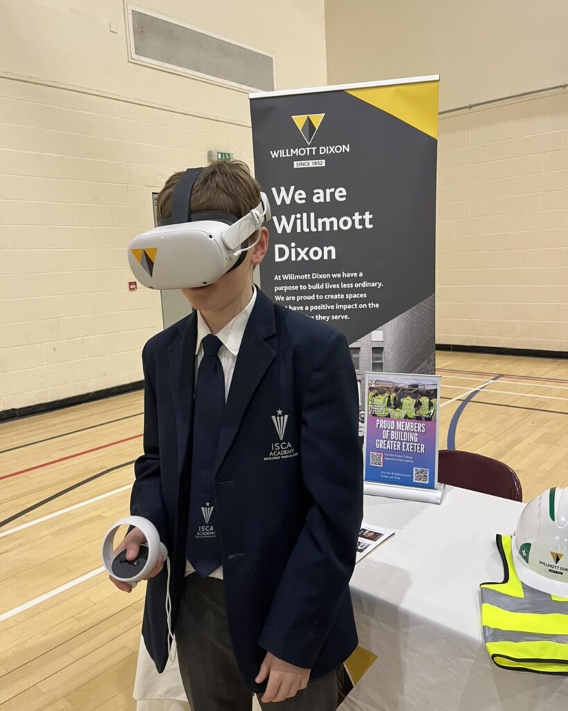 isca student trialing VR headset 