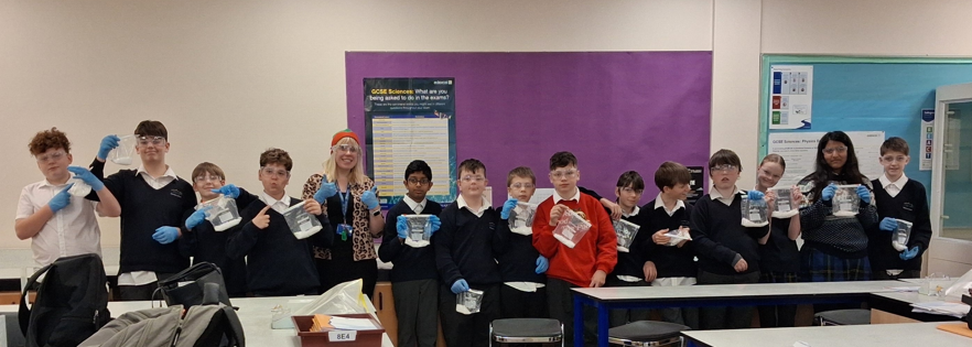 Students showcasing their experiment end results