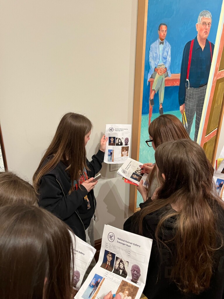 students completing scavenger hunt