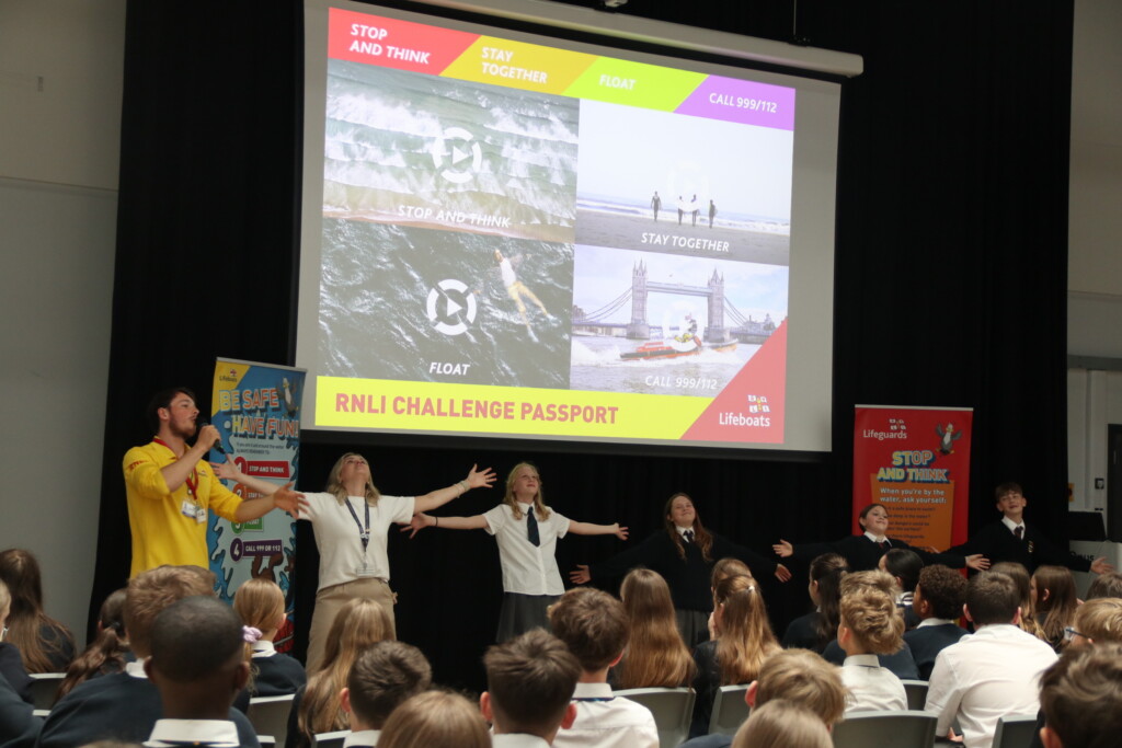 Students getting invovled with the RNLI session