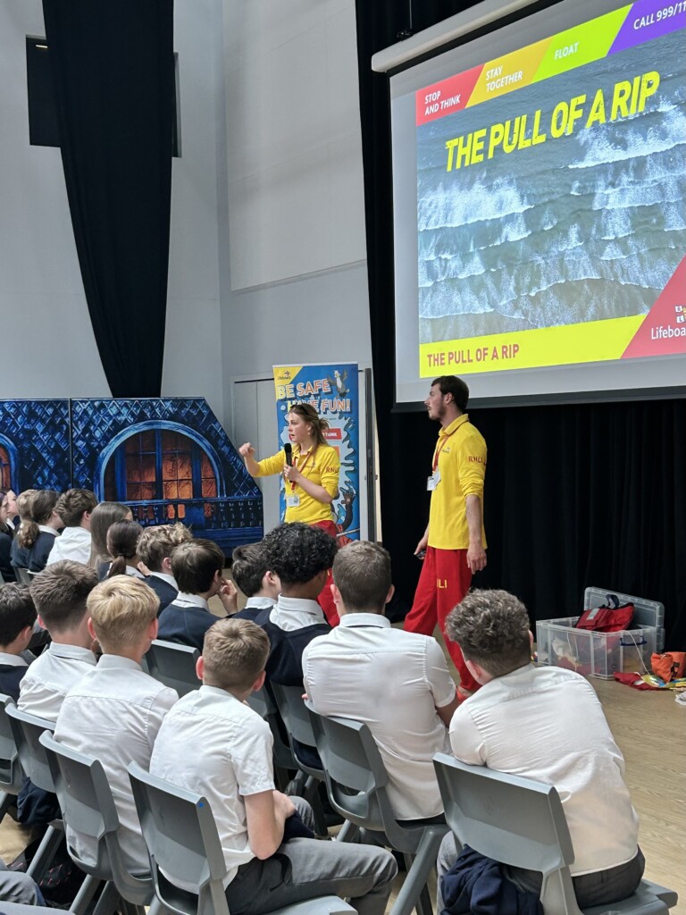 RNLI presenting to Exmouth students