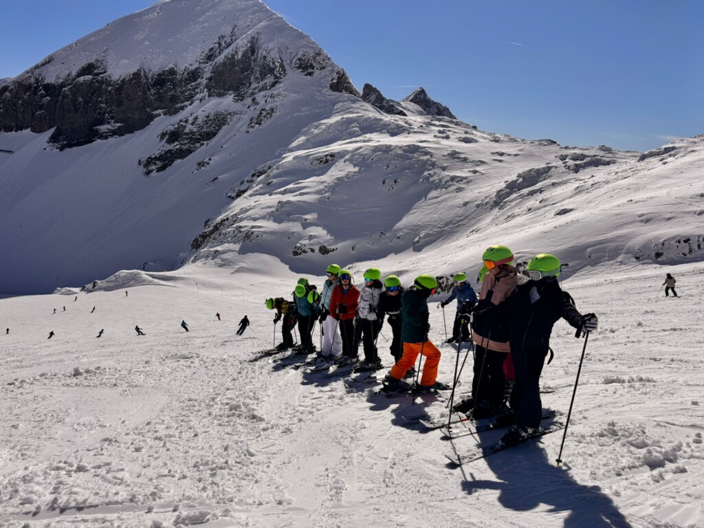 Students before they ski downhill