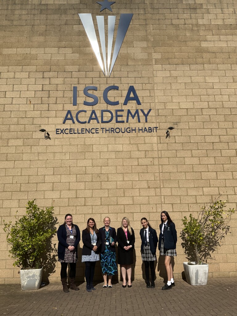 Students and staff from Isca Academy with Donna Mason, Chief Executive of Devon County Council.