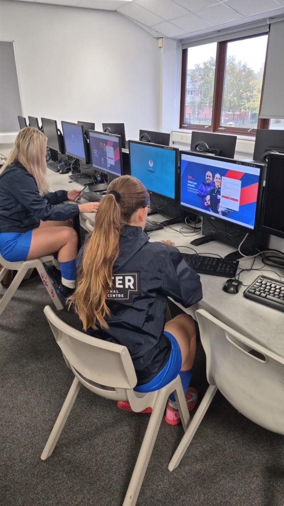 Two students on computers
